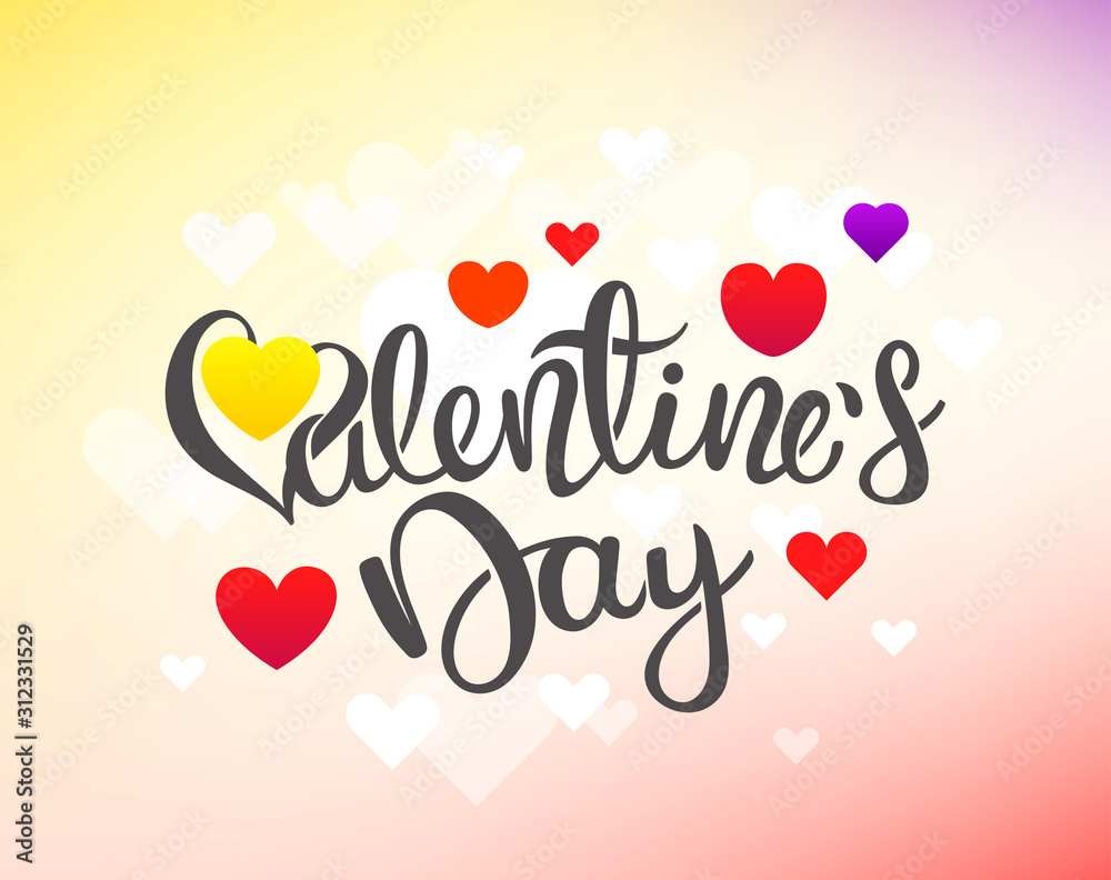 Valentines Day vector greeting card with lettering inscription