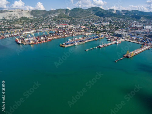 Top view of the bay Tsemess. Mol - building to stop the waves.