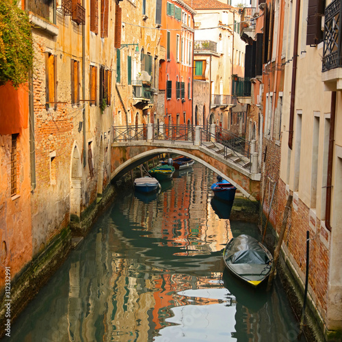 Venice in Italy, bridge and gondola