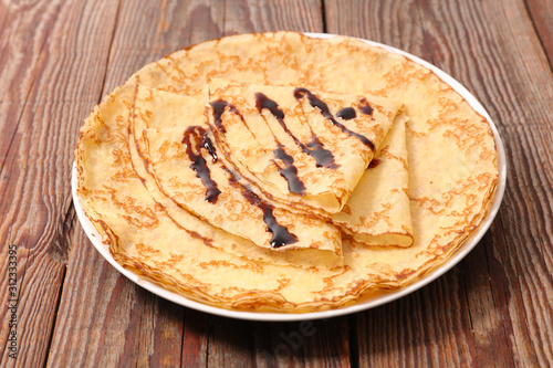 delicious crepe with chocolate sauce