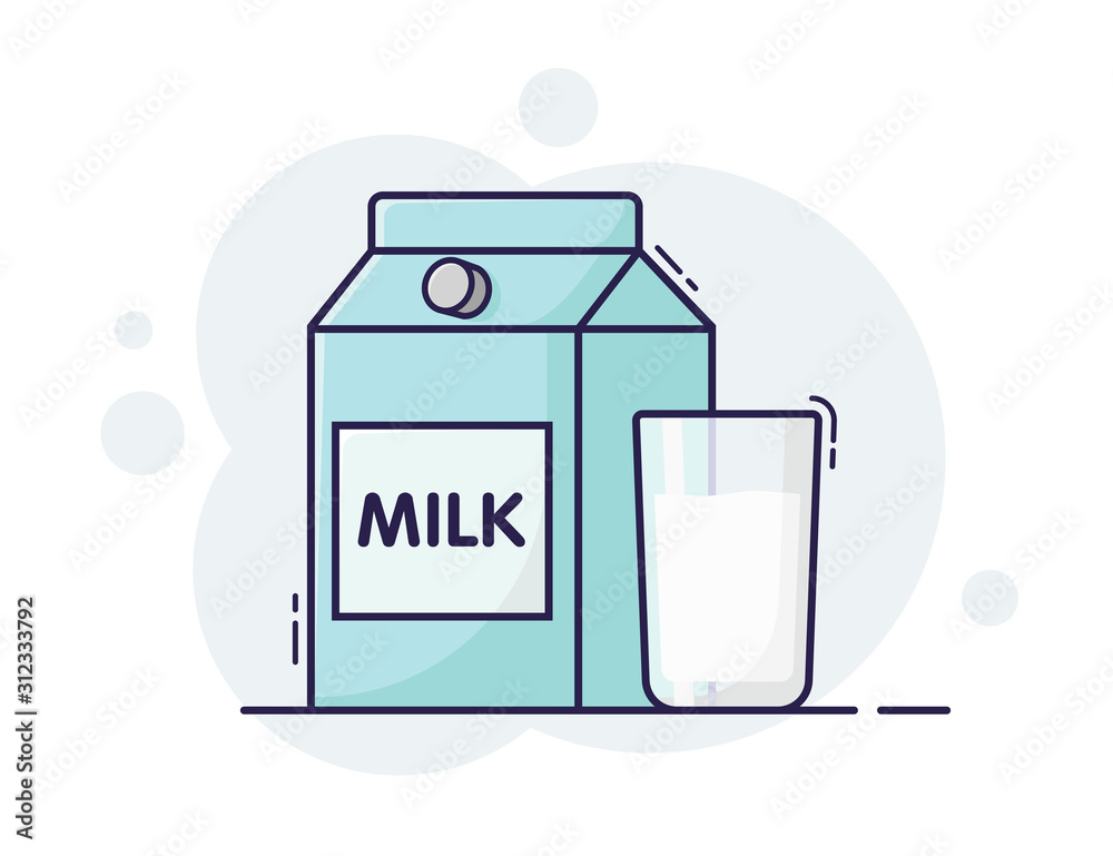 Illustration of a milk carton and a glass of milk. Cartoon vector flat illustration. Icon for a website, landing page. Illustration of a milk carton and a glass of milk. Cartoon vector flat illustration. Icon for a website, landing page.