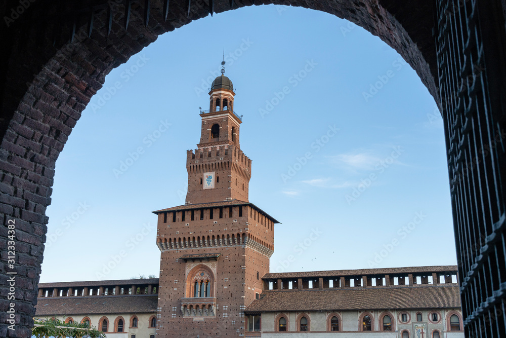 Naklejka premium Milan, court of the medieval castle