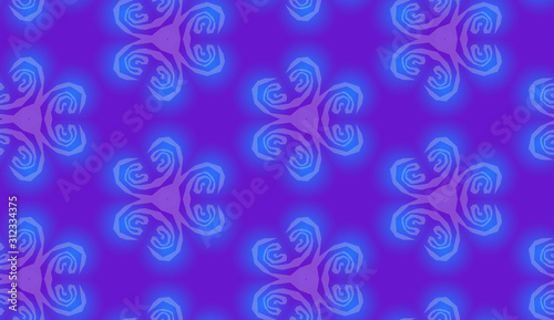 Seamless abstract pattern of wavy tribal neon ornament. Fabric of the purple and blue neon. Geometric ethnic design art design for cloth  textile  wallpapers  banner