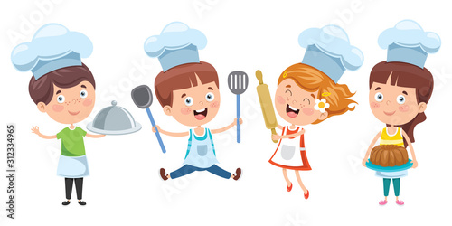 Happy Cute Little Chef Cooking