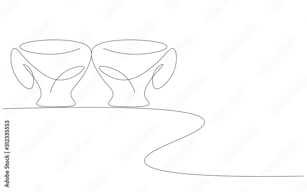 Cup of tea continuous line drawing, vector illustration Cup of tea continuous line drawing, vector illustration
