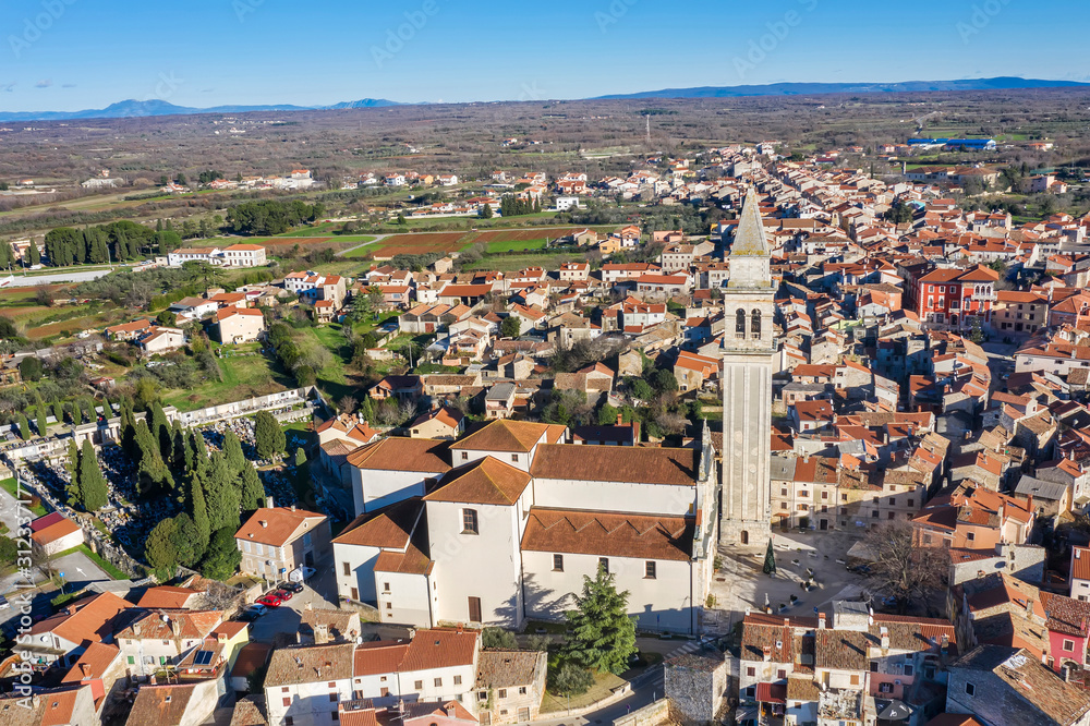 An aerial view of Vodnjan, Istria, Croatia