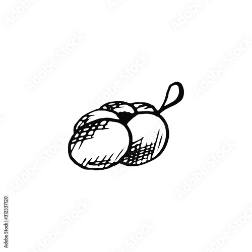 The washcloth is drawn by hand. Vector. Spa Supplies. For shower. The concept of purity and purification