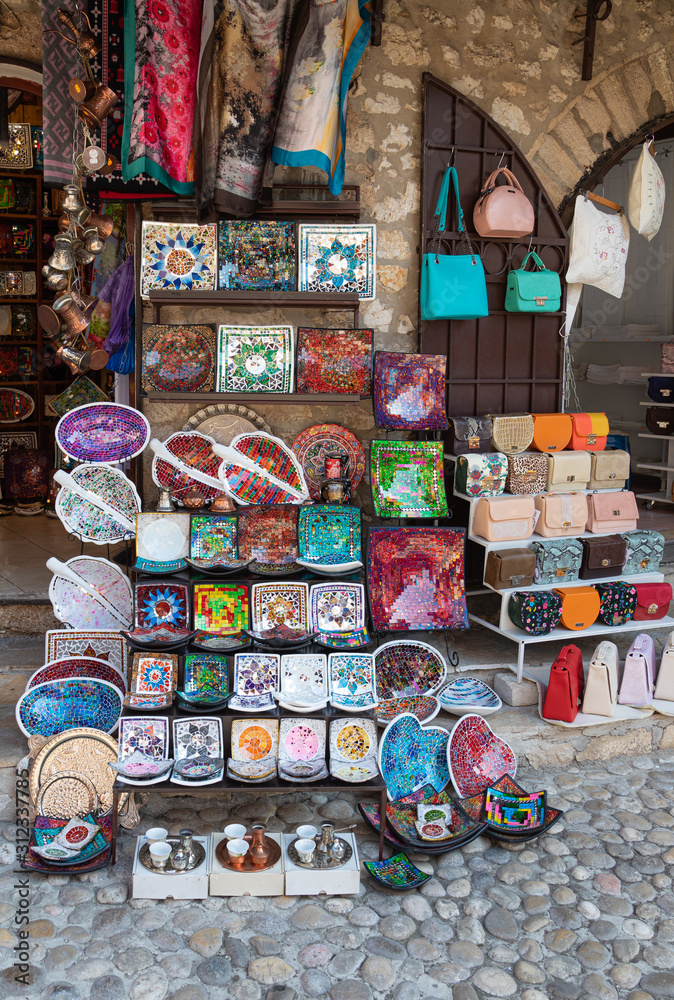 Fototapeta premium Hot. Drink. Souvenir. Orient. Pottery. Color. Bazaar