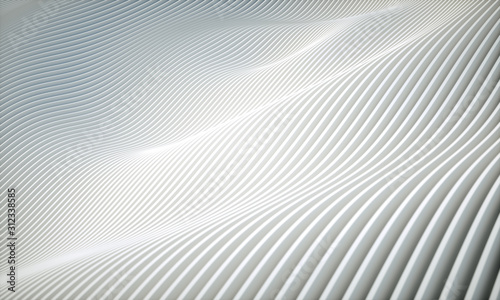 White waves pattern background. 3d Render illustration.