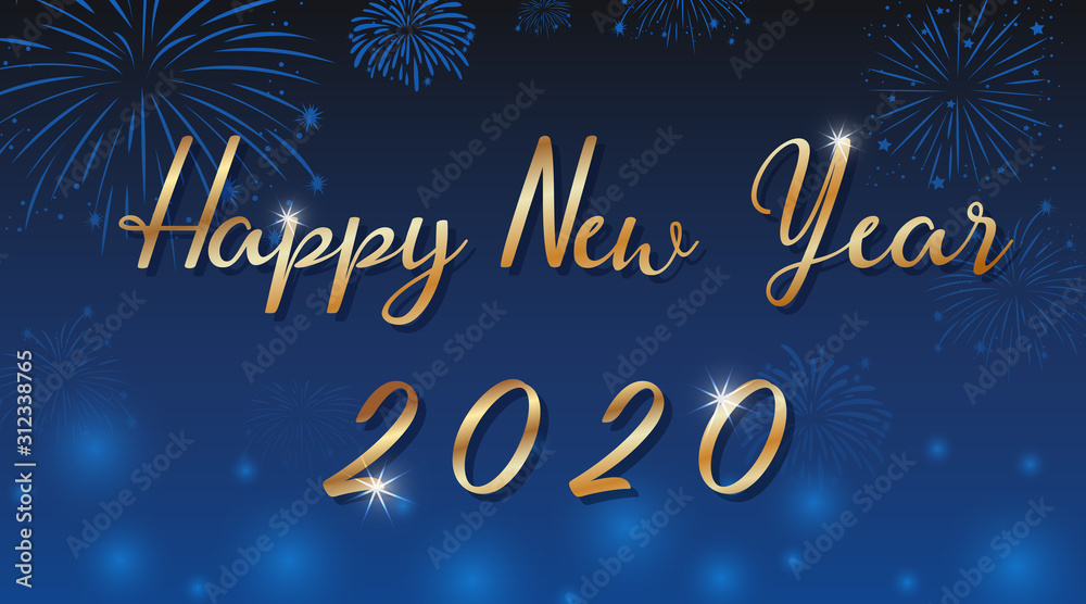 Happy new year background design with fireworks
