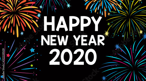 Happy new year background design with fireworks