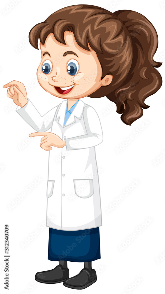 Girl wearing lab gown on isolated background Girl wearing lab gown on isolated background