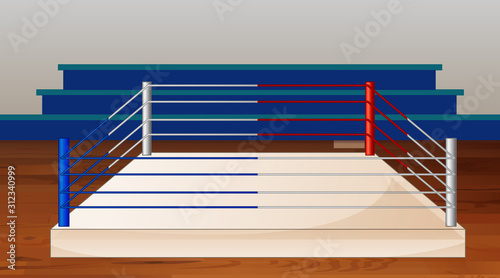 Background scene of boxing ring with stadium