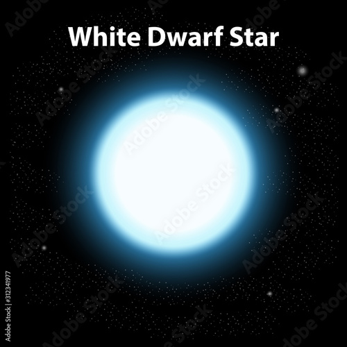 White dwarf star in dark space background