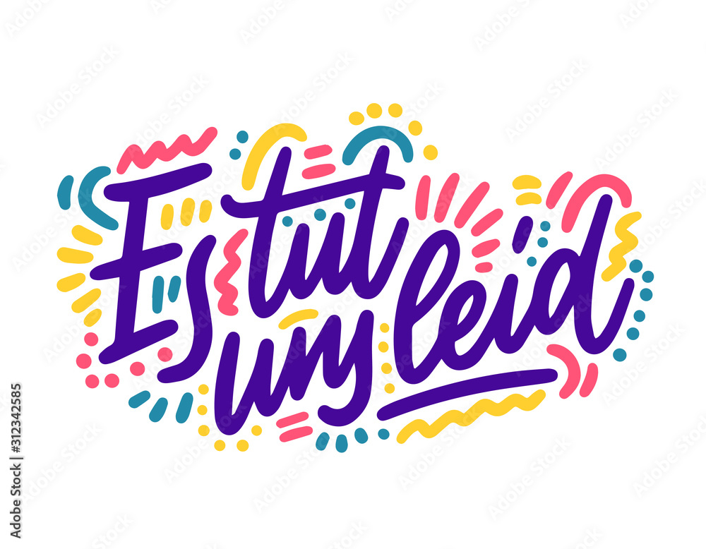 Es tut uns leid! Hand Lettering word in German - Sorry. Handwritten modern brush typography sign. Greetings for icon, logo, badge, cards, poster, banner, tag. Vector illustration