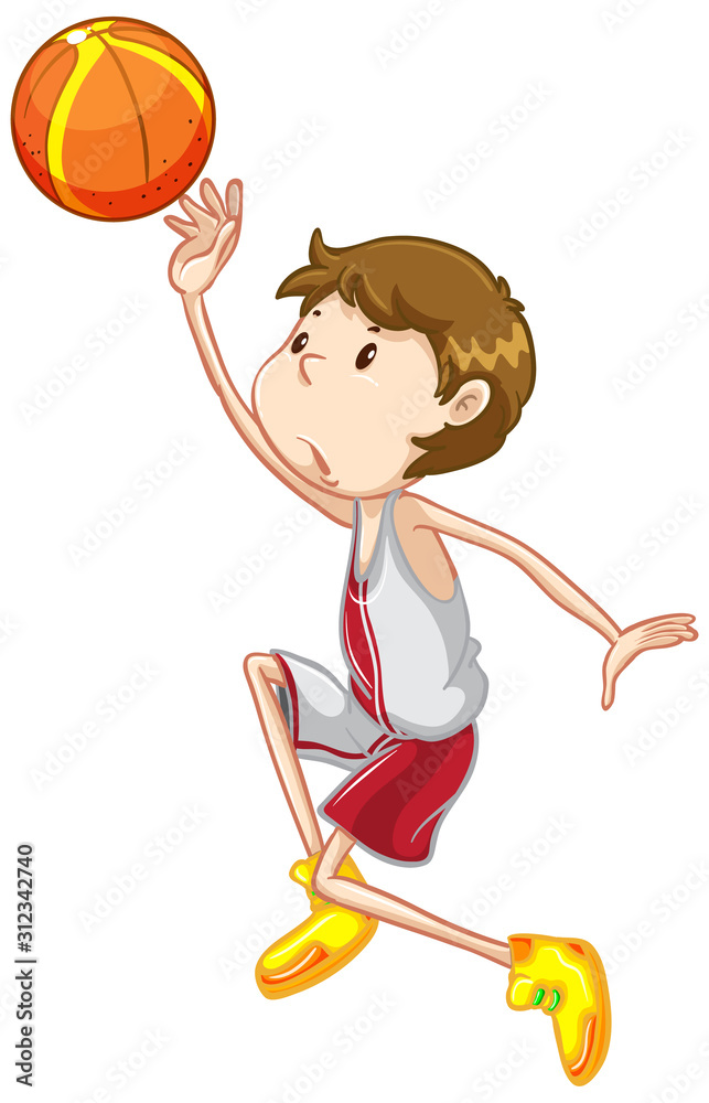 Fototapeta premium Athlete playing basketball on white background