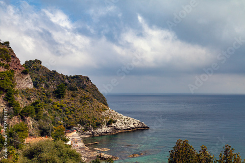 Mediterranean sea at Sicily island next to Taormina, Italy.