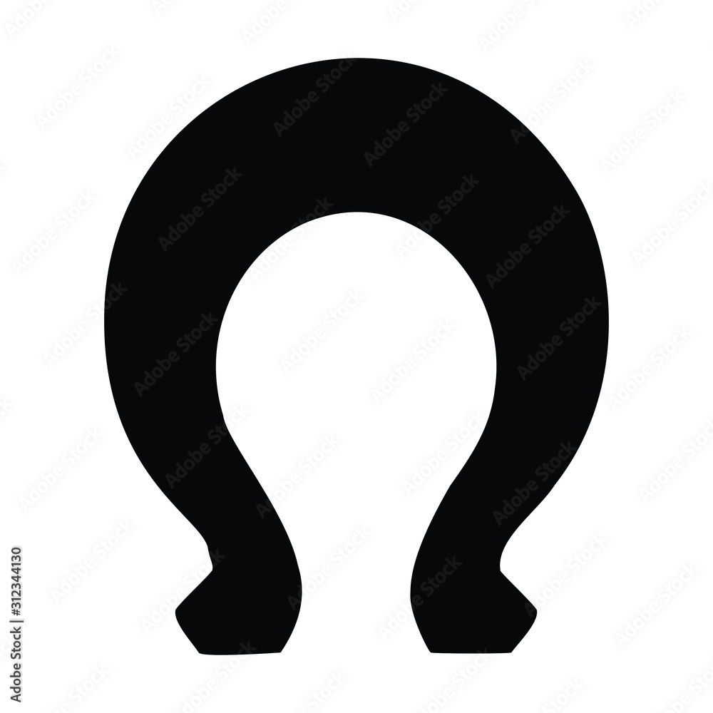 A black and white silhouette of a lucky horseshoe A black and white silhouette of a lucky horseshoe