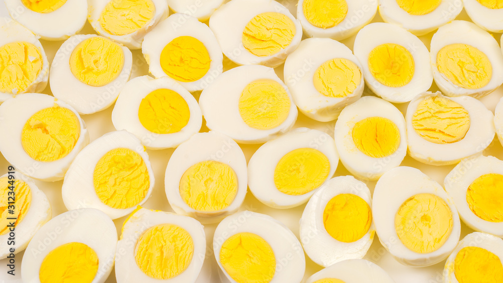 Half boiled eggs background