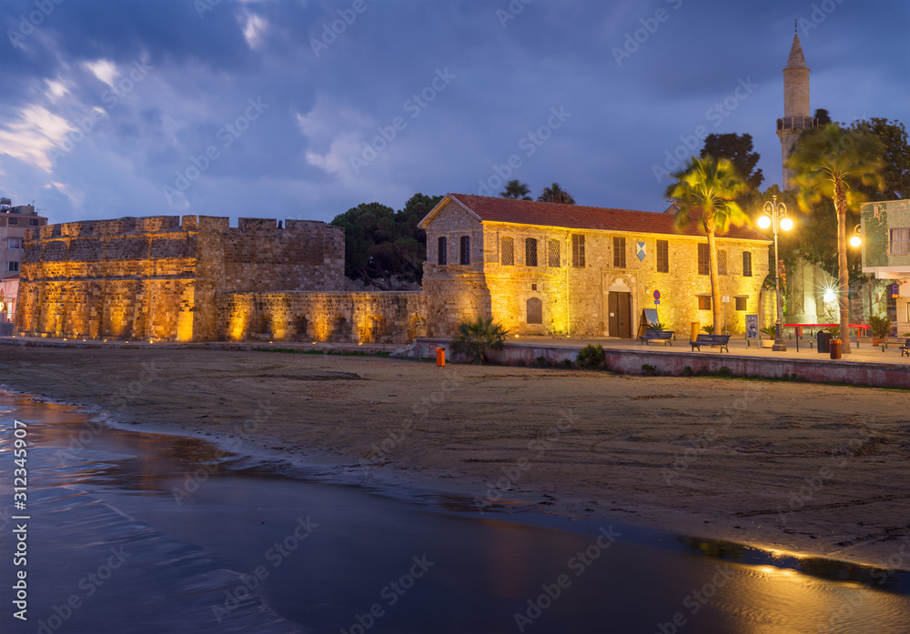 Larnaca Castle in the night, Cyprus