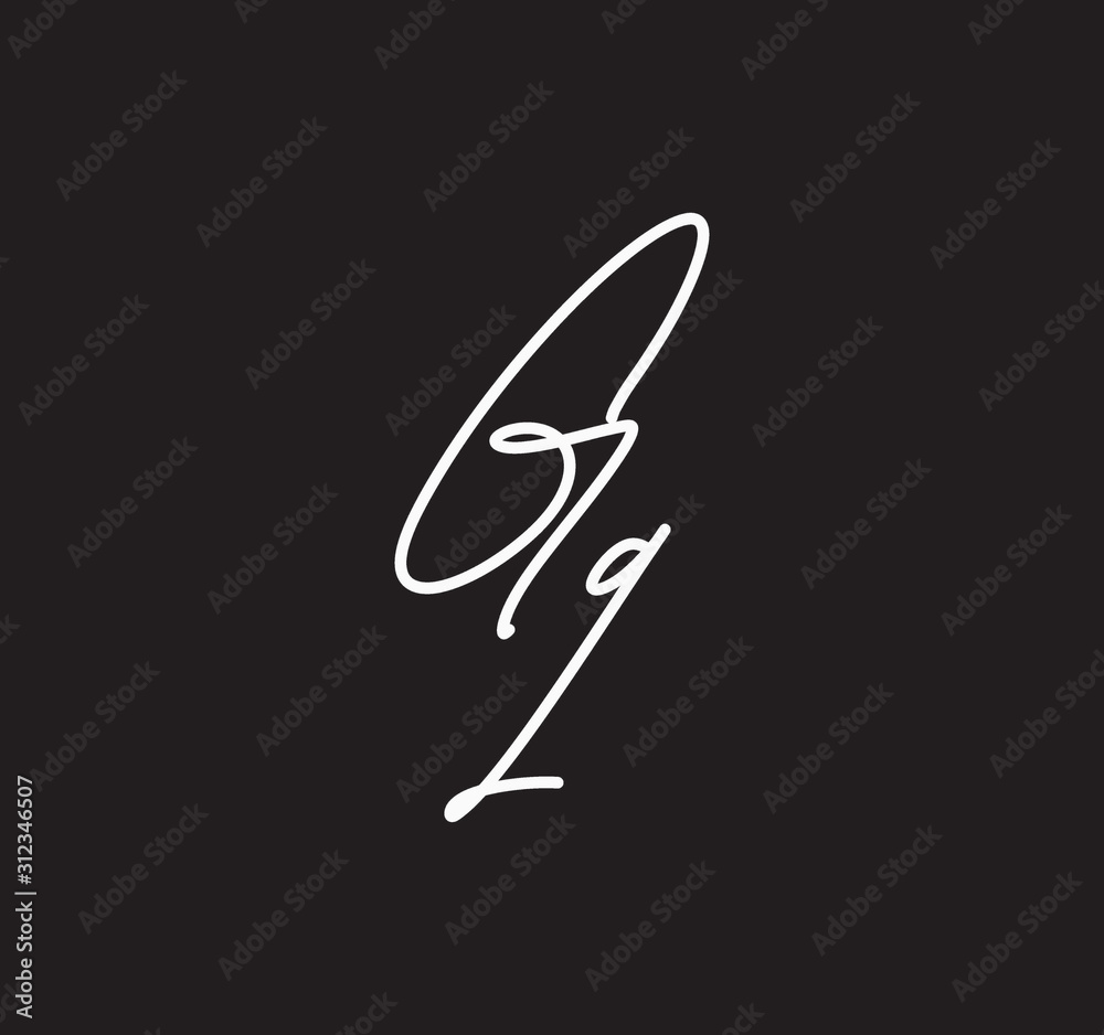 Couple Cursive Letters Initial Signature Handwriting Calligraphy