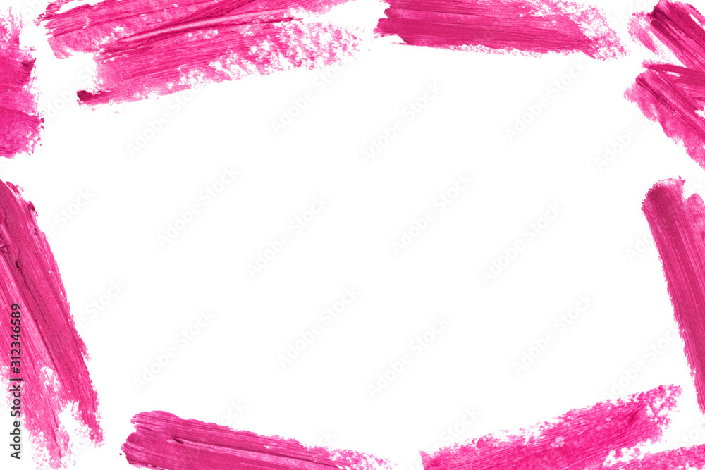 Frame of lipstick smear isolated on white background. Makeup border Frame of lipstick smear isolated on white background. Makeup border