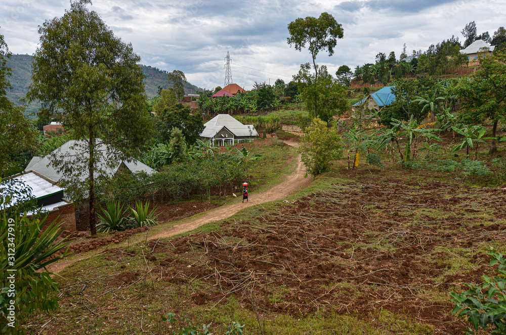 Fototapeta premium Rural scene in Karongi, Rwanda.