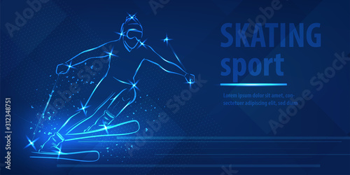 Skiing speed race skating sport Ice skiing race