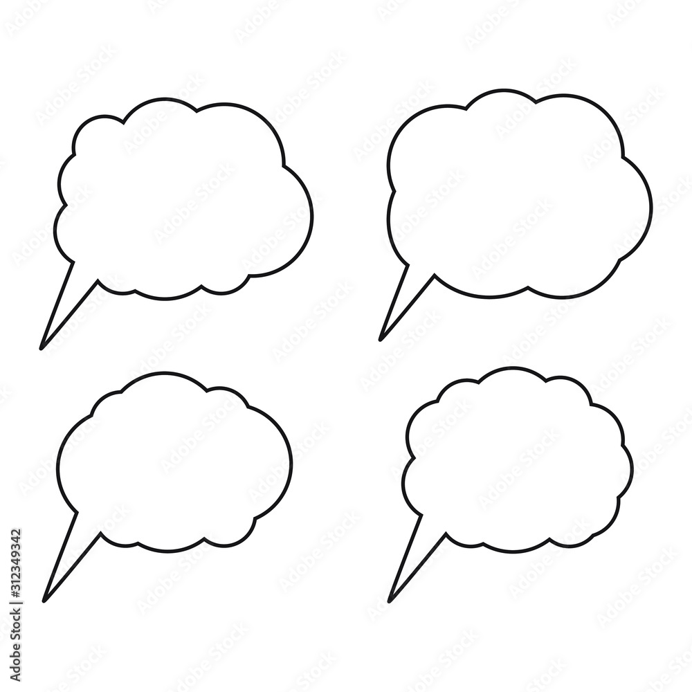 Cartoon dialogs cloud line vector, thinking cloud icon image Cartoon dialogs cloud line vector, thinking cloud icon image