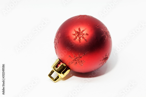 a red Christmas ball on white background