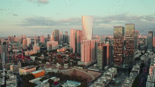 Center of Tel Aviv, Israel,  4k aerial drone skyline photo