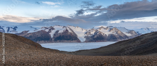 Hiking atop the john gardner pass and overlooking the South Patagonia Icefield