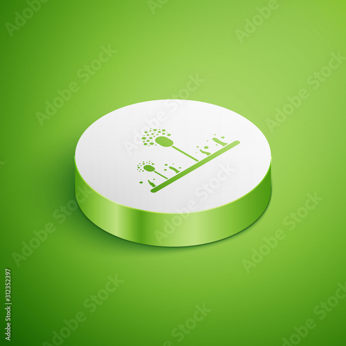 Isometric Mold icon isolated on green background. White circle button. Vector Illustration