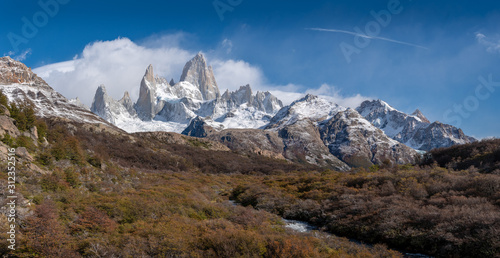 View of Mt. Fitz Roy stream in foreground