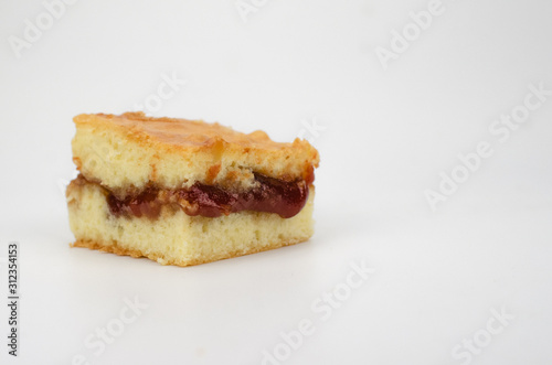 Guava real dough cake isolated in white background. Sweet dough cake with guava inside.