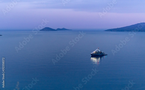 Military Boat Lit up on Turkish Coast