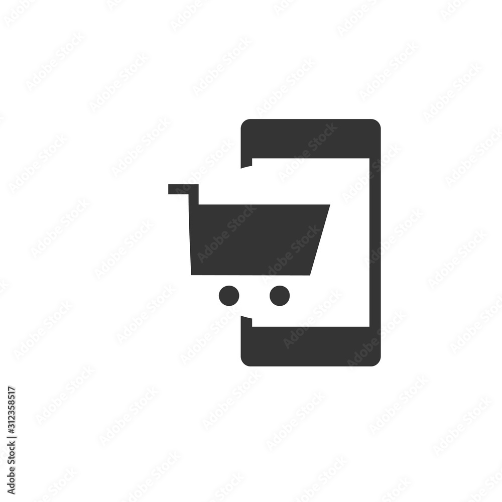 online shopping on phone icon vector illustration for graphic design and websites