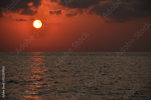 Beautiful sunset on the sea. Travel  vacation  evening