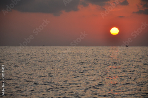 Beautiful sunset on the sea. Travel  vacation  evening