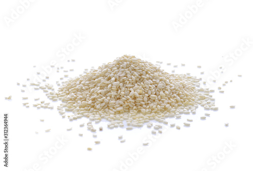 White Sesame Seeds on white background