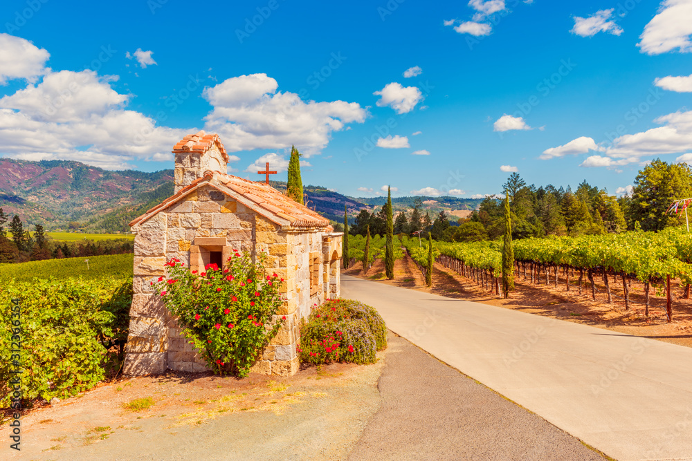 Chapel near Vineyards in Napa Valley California USA