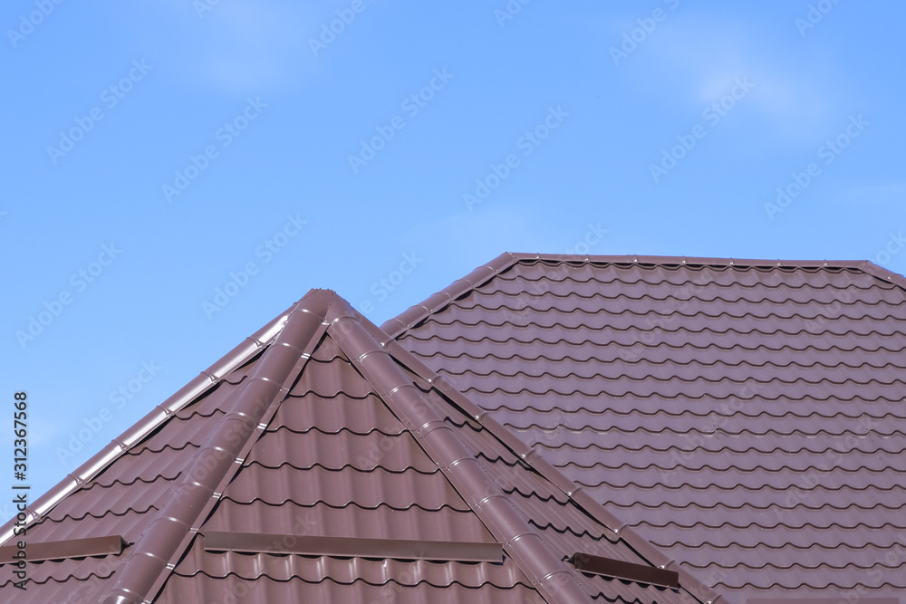 Fototapeta premium The roof of corrugated sheet