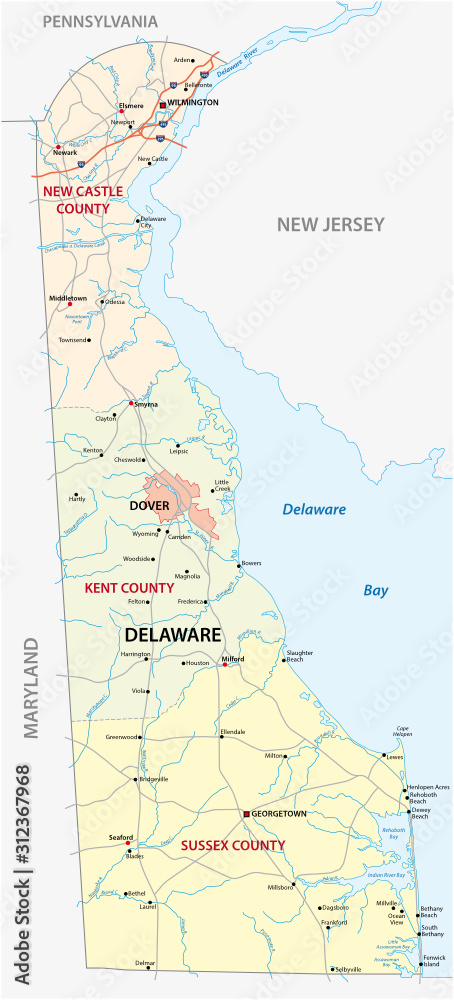 Road And Administrative Map Of The US American State Of Delaware Vector 1000 F 312367968 IHxBLNHX2A6d2MB6Us97891Wpakr4o2c
