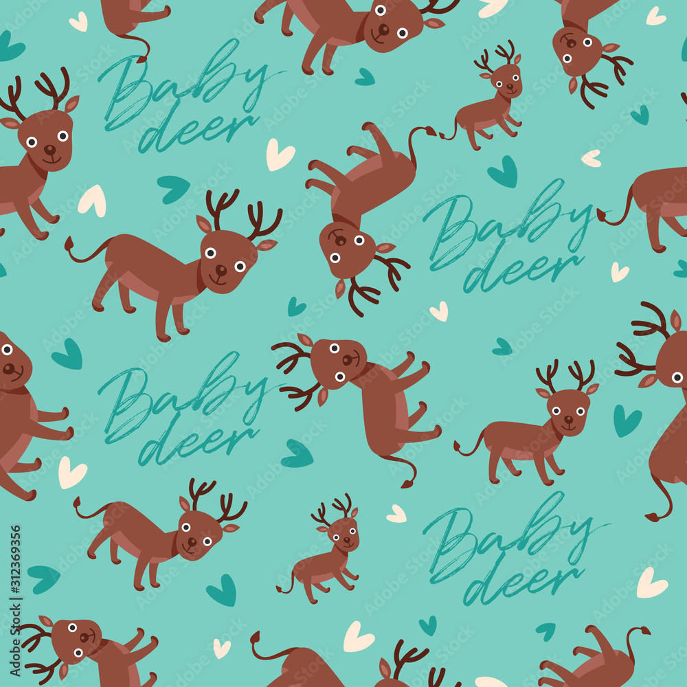 Obraz premium Big set of young animal seamless pattern : Vector Illustration