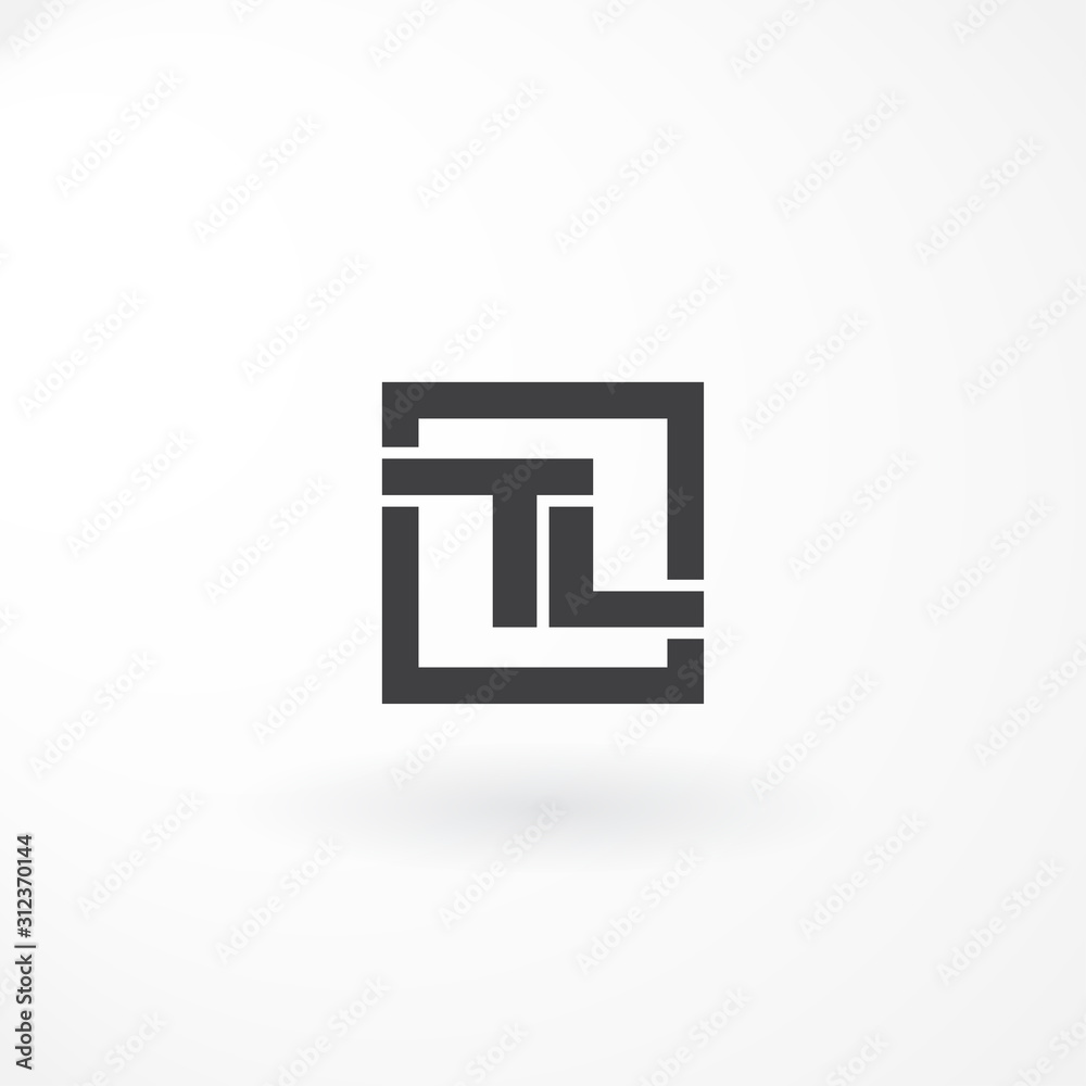 Monogram Design Letter with Combination Letter TL and Line Square Monogram Design Letter with Combination Letter TL and Line Square