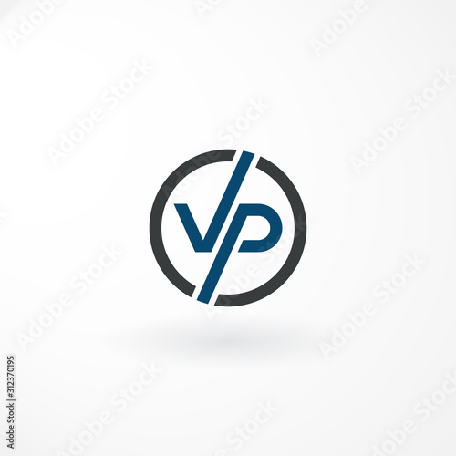 Monogram Design Letter with Combination Letter VP and Line Circle