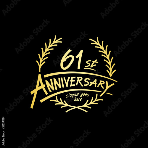 61 years design template. Vector and illustration. 61 years logo.