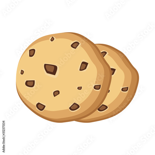 Chocolate tasty chip vector icon isolated on the white background 