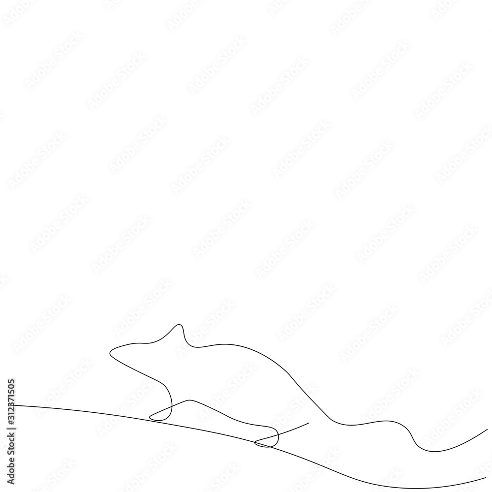 Obraz premium Mouse on white background line drawing, vector illustration