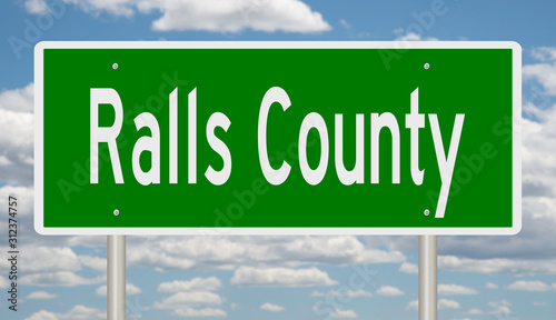 Rendering of a green 3d highway sign for Ralls County photo